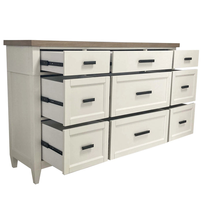 Parker House Americana Modern Bedroom Queen Shelter Bed 2 Nightstands Dresser with Mirror and Chest