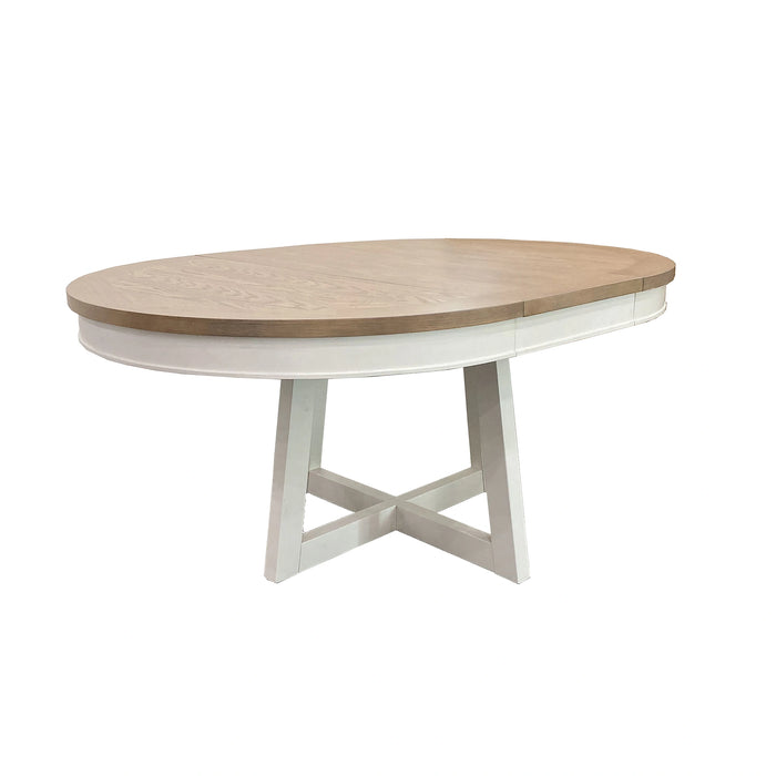 Parker House Americana Modern Dining 48-66 inch Round Dining Table and 4 Black Barrel Chairs