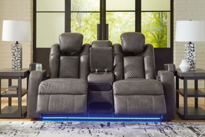 Fyne-Dyme Power Reclining Loveseat with Console - Great Lake Furnishings  (MI)