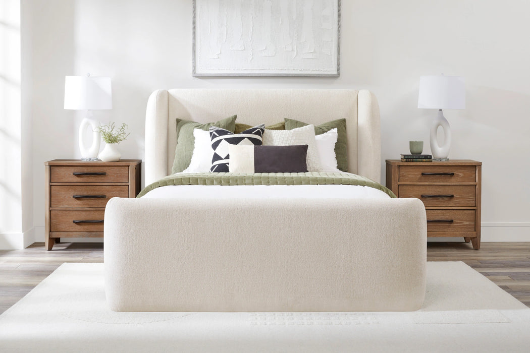 Parker Living Sleep Shiloh - White Mocha Queen Wingback Upholstered Bed