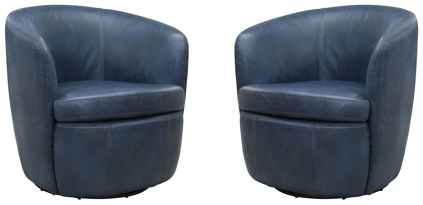 Parker Living Barolo 100% Italian Leather Swivel Club Chair Two Pack
