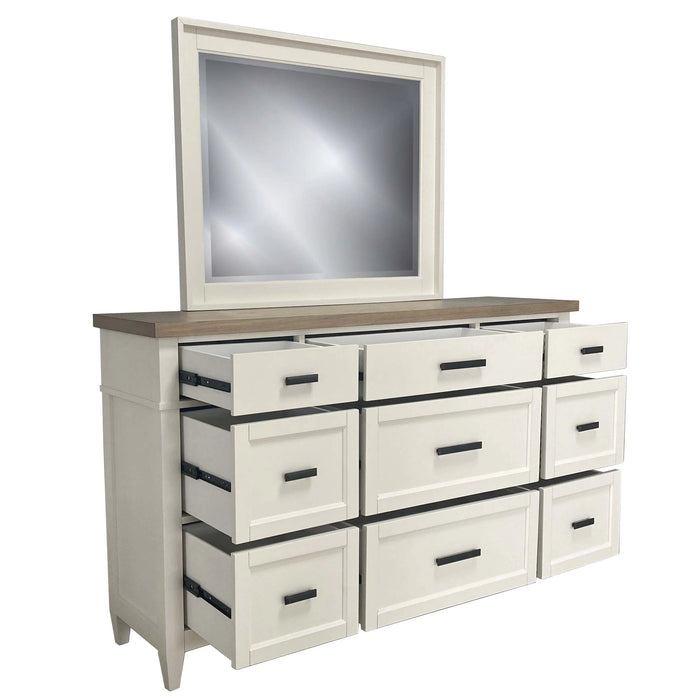 Parker House Americana Modern Bedroom Queen Platform Bed 2 Nightstands Dresser with Mirror and Chest