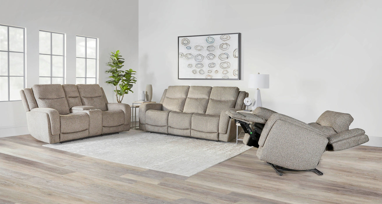 Parker Living Penfield - Frappe Zero Gravity Power Reclining Console Loveseat with Heat Massage and Speaker P3