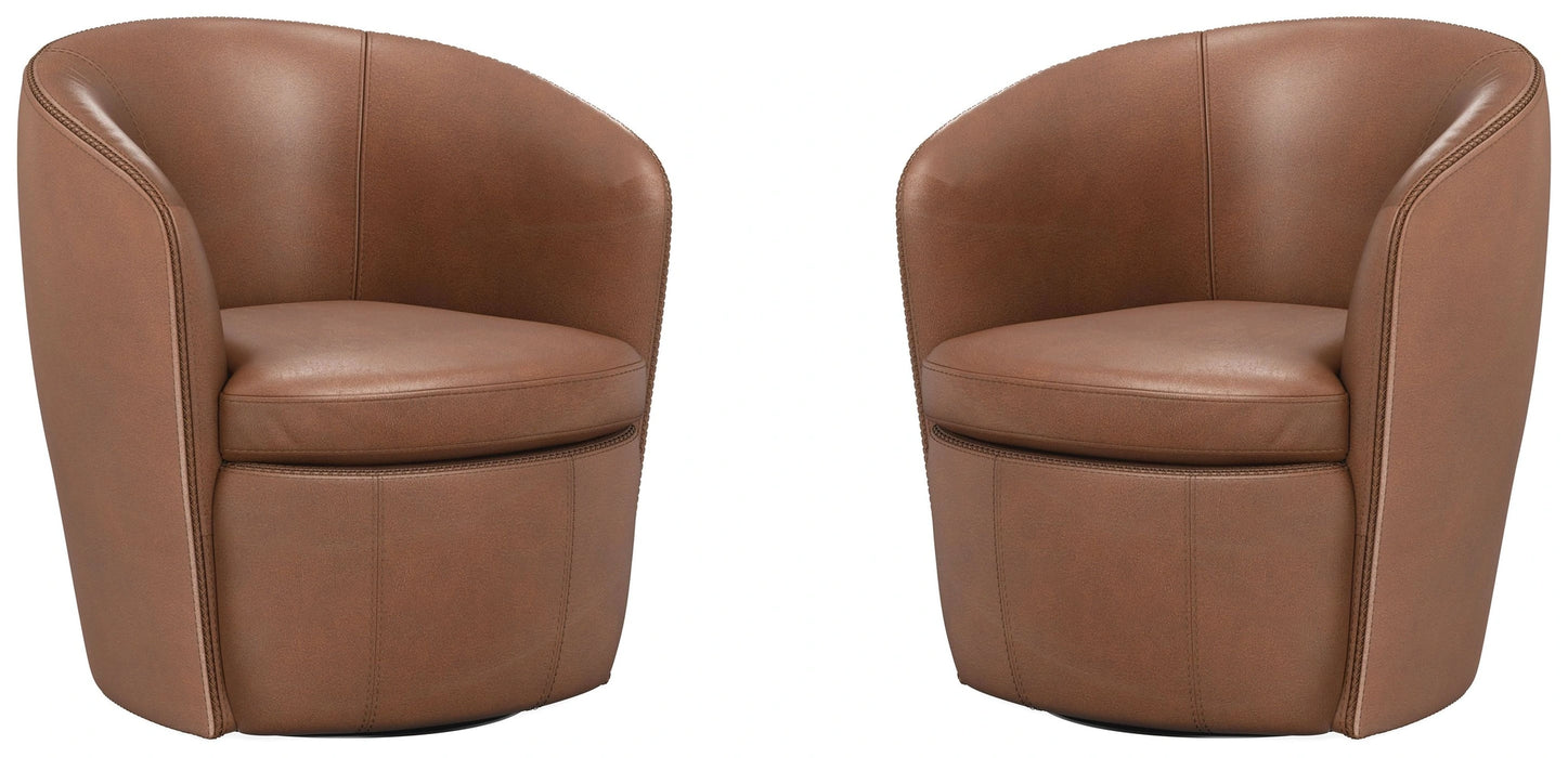 Parker Living Barolo 100% Italian Leather Swivel Club Chair Two Pack