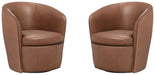 Parker Living Barolo 100% Italian Leather Swivel Club Chair Two Pack