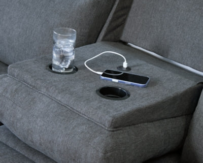 Side-Swipe Reclining Sofa with Drop Down Table - Great Lake Furnishings  (MI)