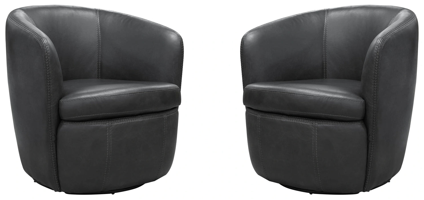 Parker Living Barolo 100% Italian Leather Swivel Club Chair Two Pack