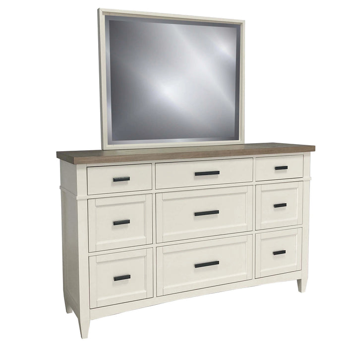 Parker House Americana Modern Bedroom Queen Shelter Bed 2 Nightstands and Dresser with Mirror