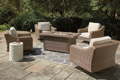 Beachcroft Beachcroft Fire Pit Table with Four Nuvella Swivel Lounge Chairs - Great Lake Furnishings  (MI)