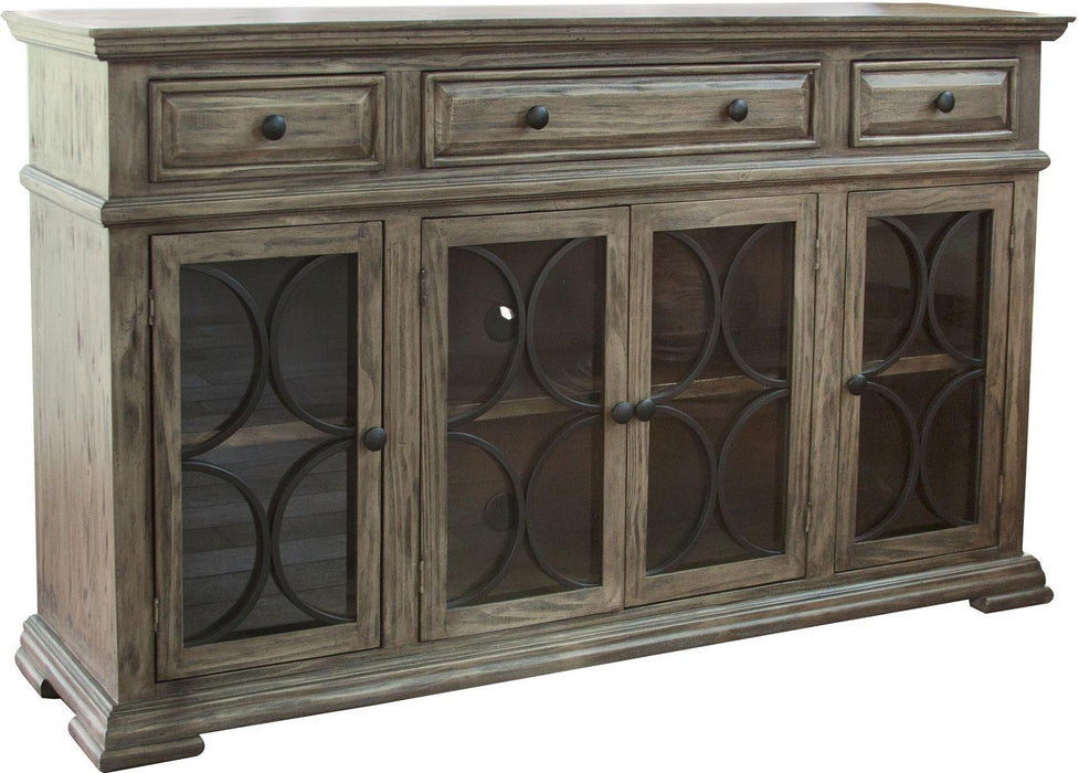 Bonanza 3 Drawer Console with 4 Glass Doors in Sand