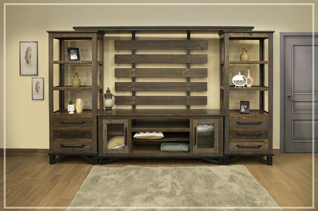 Loft Brown 2 Doors & Shelves, TV Stand for Wall Unit in Gray and Brown