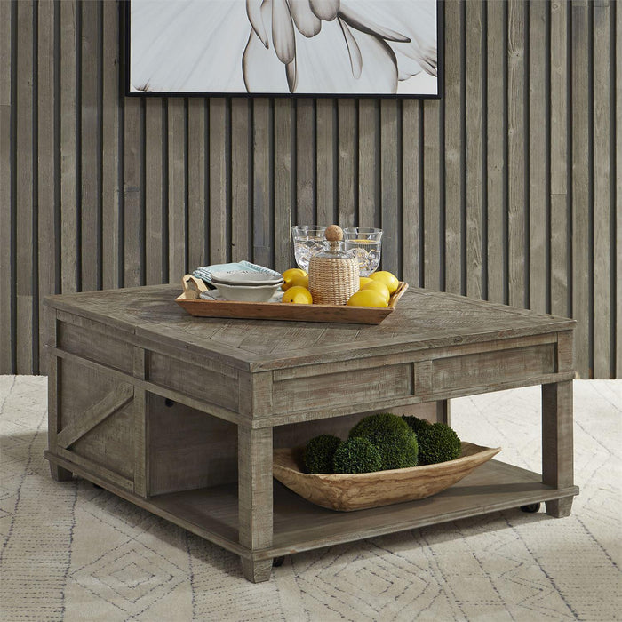 Liberty Parkland Falls Square Lift Top Cocktail Table in Weathered Taupe