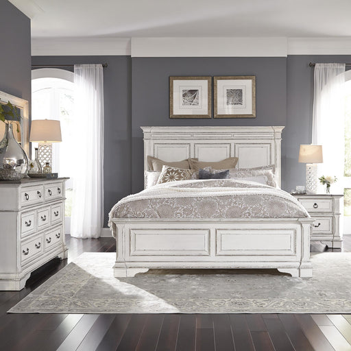 Abbey Park Queen Panel Bed, Dresser & Mirror, Night Stand image
