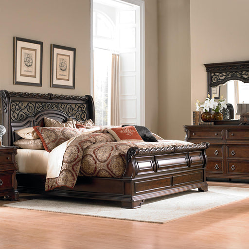Arbor Place King California Sleigh Bed, Dresser & Mirror, Night Stand image