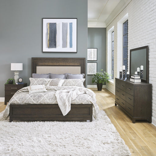 Modern Mix King Uph Bed, Dresser & Mirror, Night Stand image