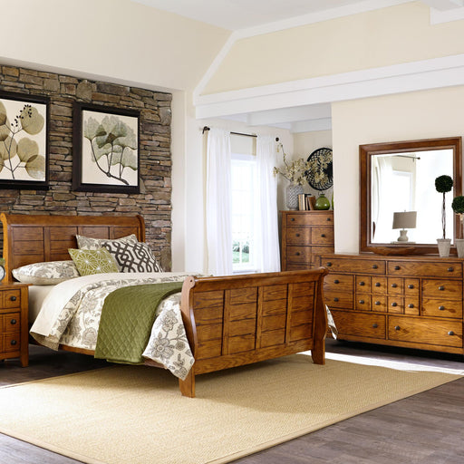 Grandpas Cabin Queen Sleigh Bed, Dresser & Mirror image