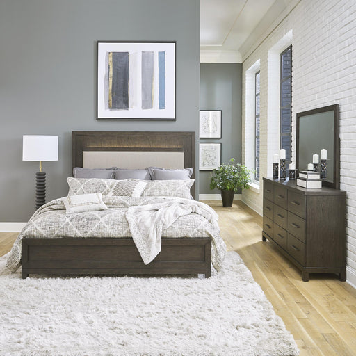 Modern Mix King Uph Bed, Dresser & Mirror image