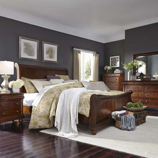 Rustic Traditions King California Sleigh Bed, Dresser & Mirror, Chest, Night Stand image