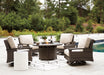 Paradise Trail Paradise Trail Fire Pit Table with 4 Nuvella Swivel Lounge Chairs - Great Lake Furnishings  (MI)