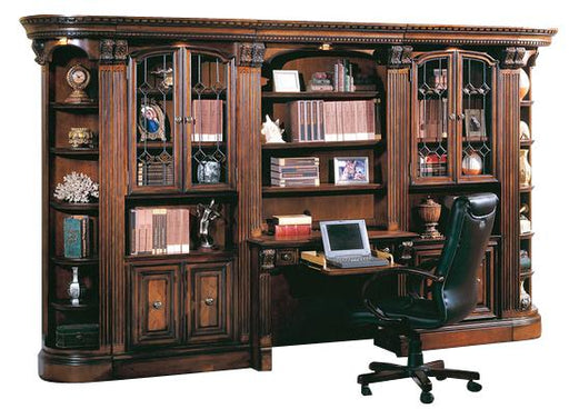 Parker House Huntington 6 Piece Library Desk Wall in Vintage Pecan