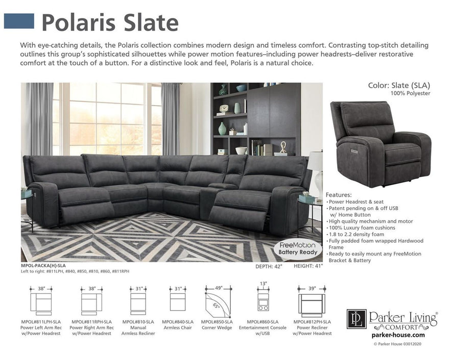 Parker House Polaris Manual Armless Recliner