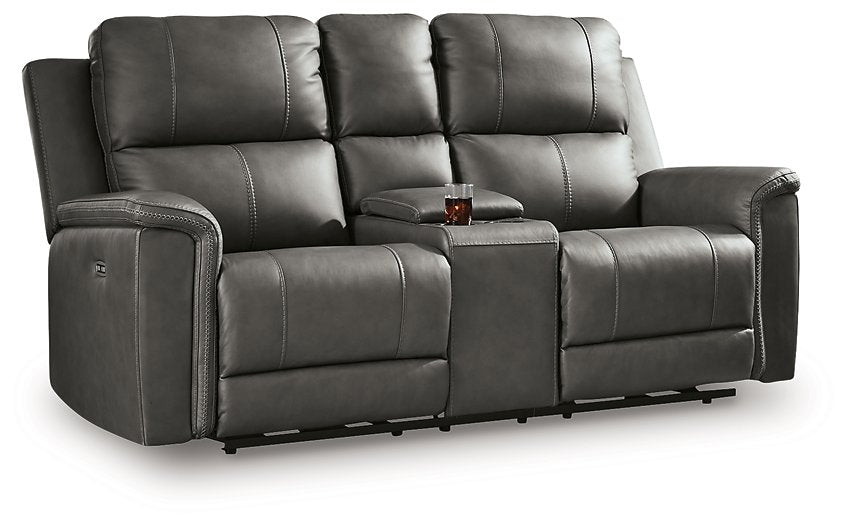 Bleckley Power Reclining Loveseat with Console - Great Lake Furnishings  (MI)