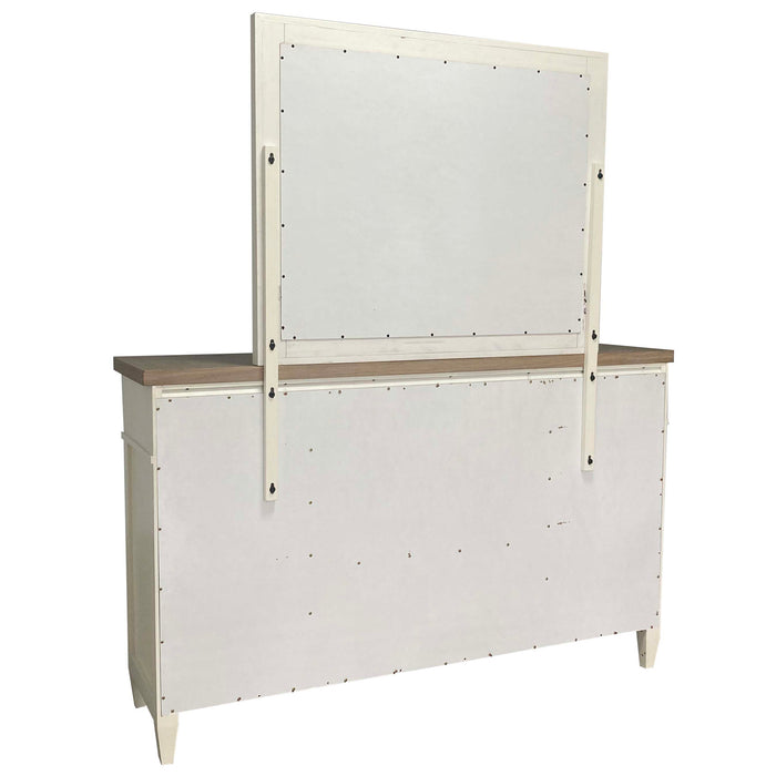 Parker House Americana Modern Bedroom Queen Shelter Bed 2 Nightstands Dresser with Mirror and Chest