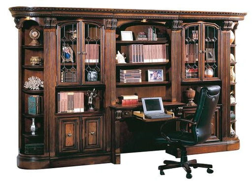 Parker House Huntington 6 Piece Library Desk Wall in Vintage Pecan