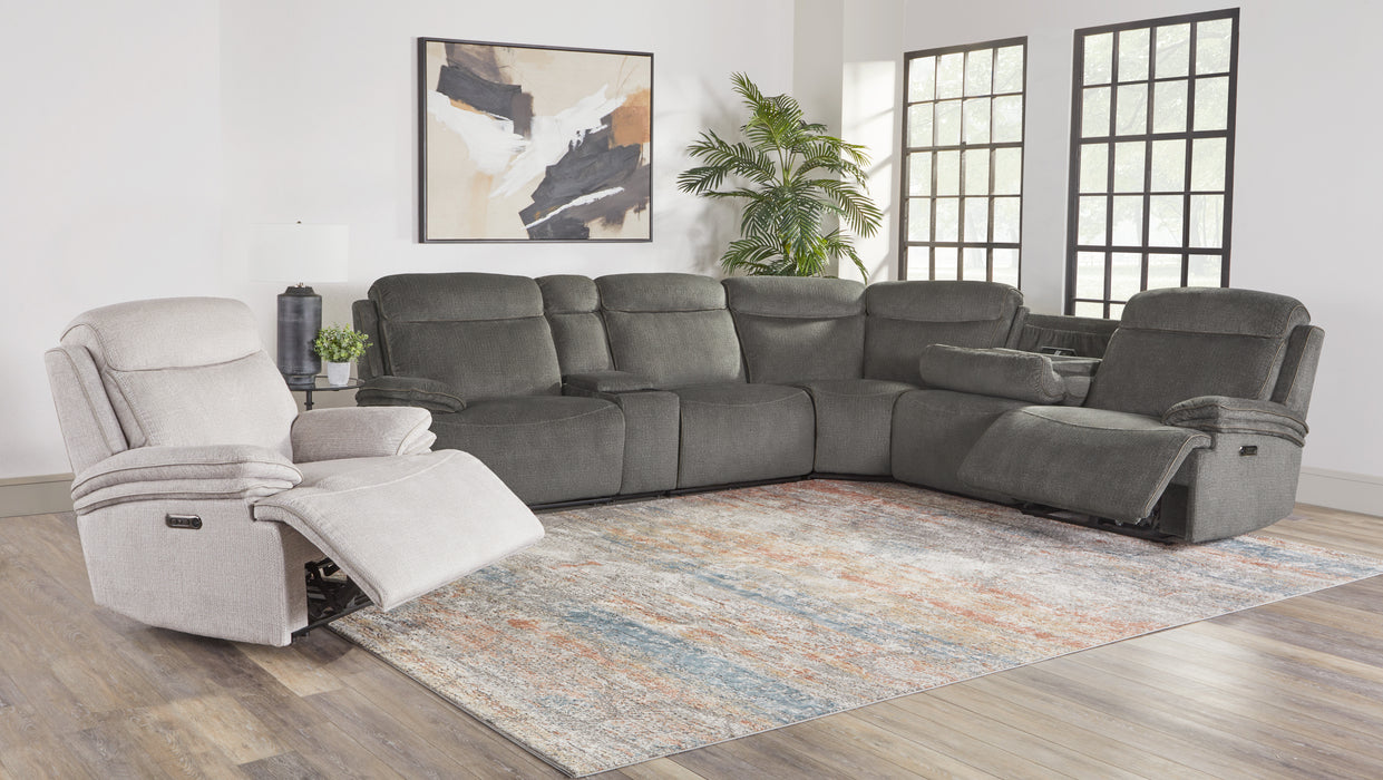 Parker Living Alpine - Airy Midnight 6 Piece Zero Gravity Power Reclining Sectional with Power Adjustable Headrests
