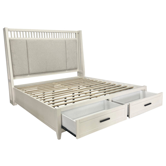 Parker House Americana Modern Bedroom King Shelter Bed with 2 Nightstands and Dresser with Mirror