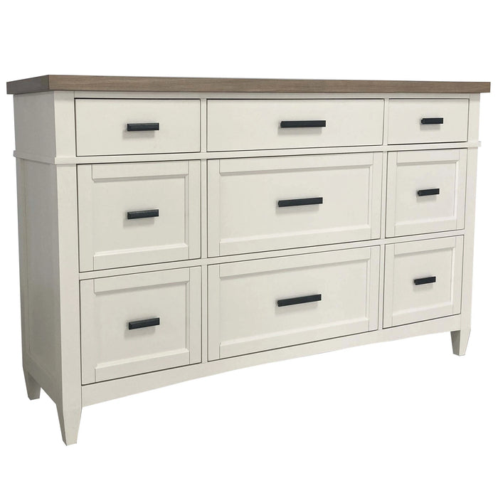 Parker House Americana Modern Bedroom Queen Shelter Bed 2 Nightstands Dresser with Mirror and Chest