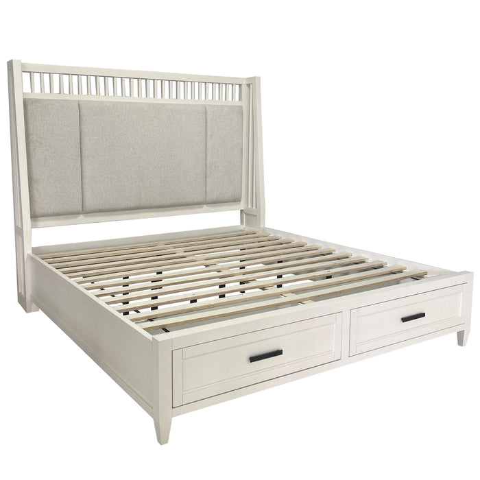 Parker House Americana Modern Bedroom Queen Shelter Bed 2 Nightstands Dresser with Mirror and Chest