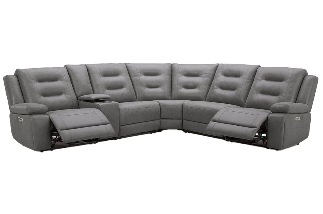 Parker Living Caldwell Fog 6 Piece Modular Power Reclining Sectional with Power Adjustable Headrests