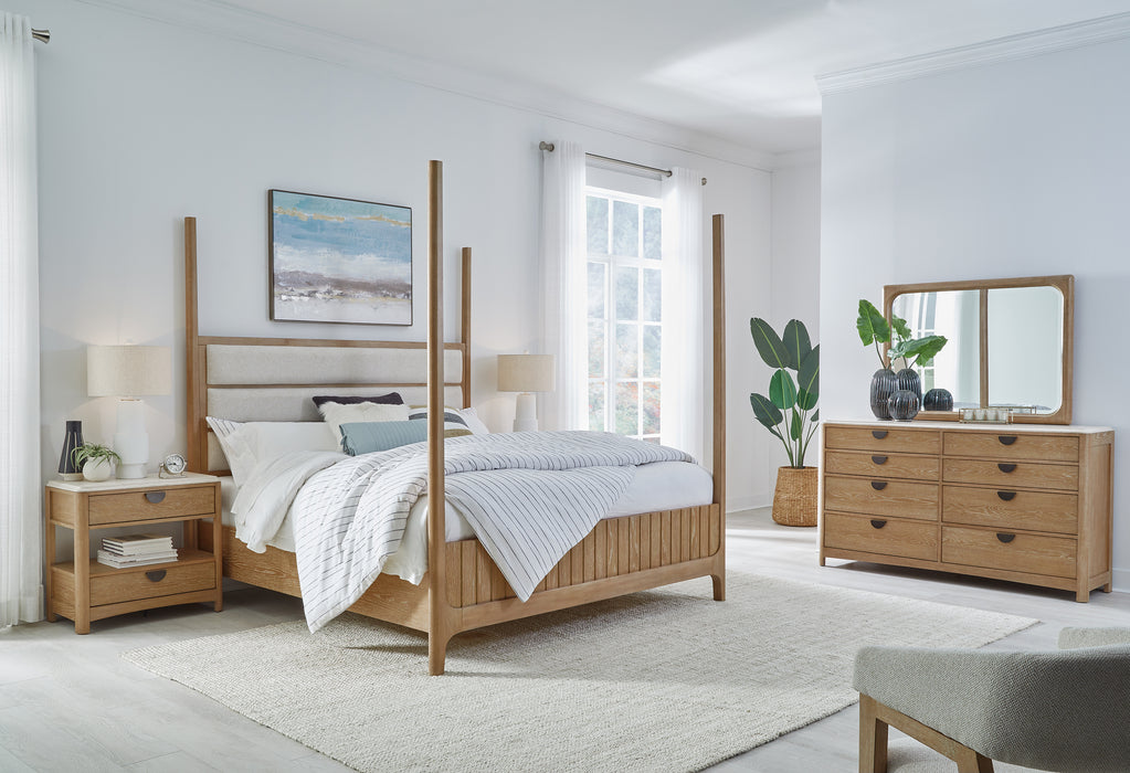 Parker House Escape - Bedroom Queen Poster Bed 2 Nightstands and Dresser with Mirror