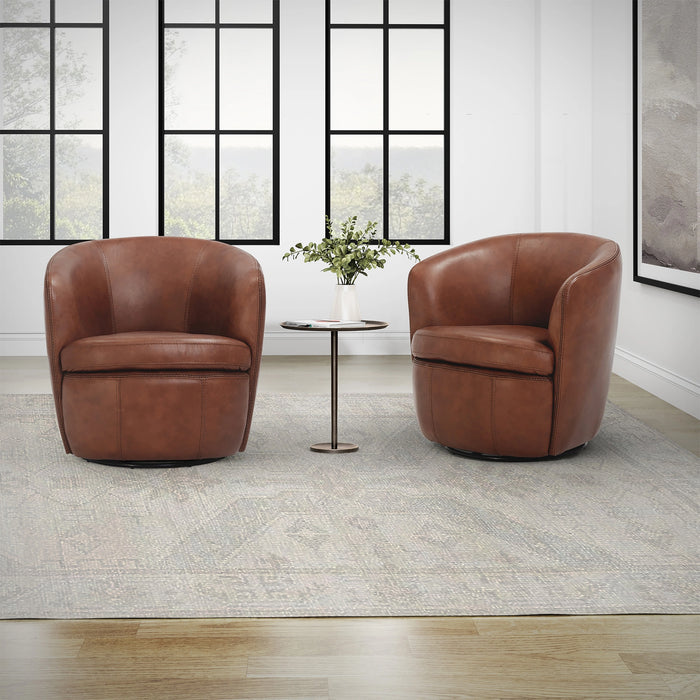 Parker Living Barolo 100% Italian Leather Swivel Club Chair Two Pack