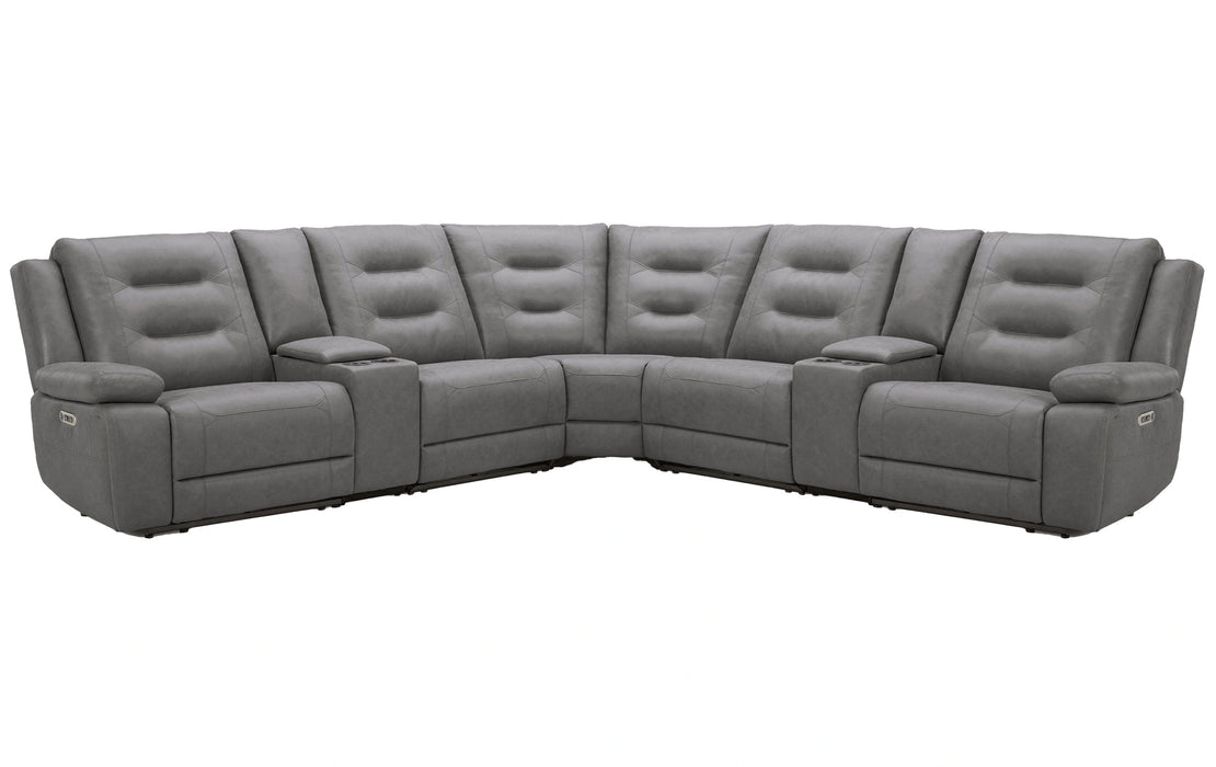Parker Living Caldwell Fog 7 Piece Modular Power Reclining Sectional with Power Adjustable Headrests with 2 Consoles