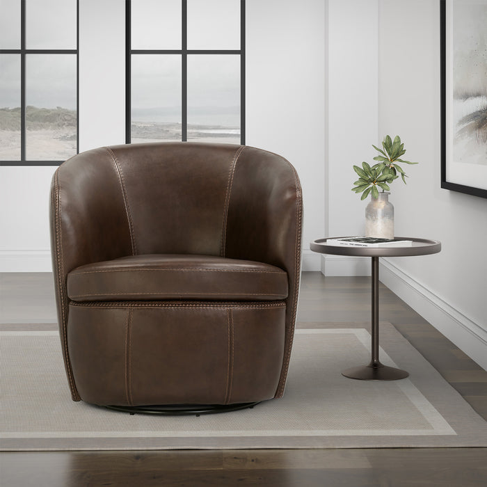 Parker Living Barolo 100% Italian Leather Swivel Club Chair