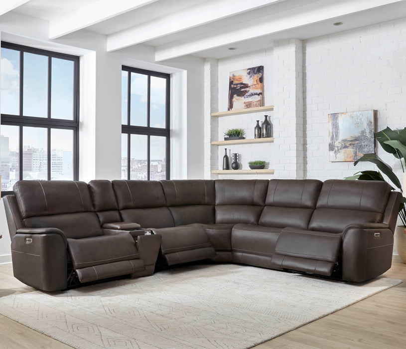 Parker Living Easton - Steamboat Brown 6 Piece Zero Gravity Power Reclining Sectional with Power Adjustable Headrests