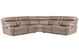 Parker Living Theon - Stokes Toffee 7 Piece Modular Manual Reclining Sectional and Entertainment Console