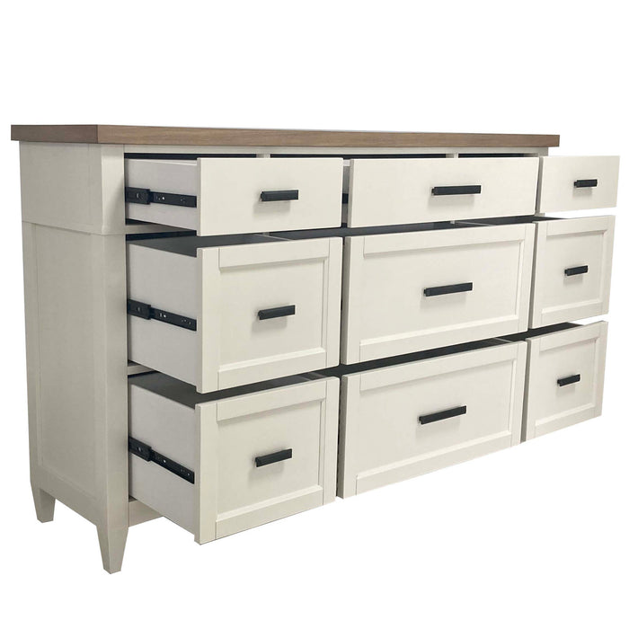 Parker House Americana Modern Bedroom King Shelter Bed with 2 Nightstands and Dresser with Mirror