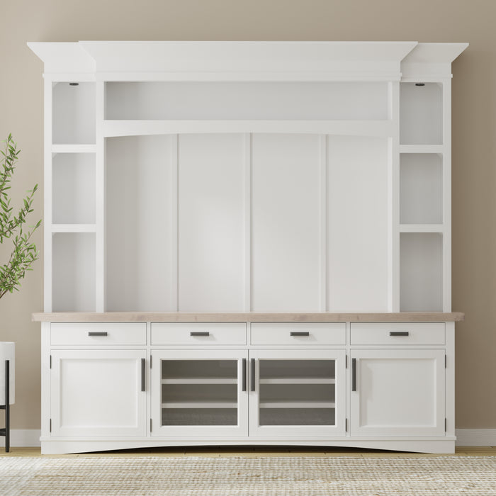 Parker House Americana Modern 92 Inch TV Console with Hutch Back Panel and LED Lights
