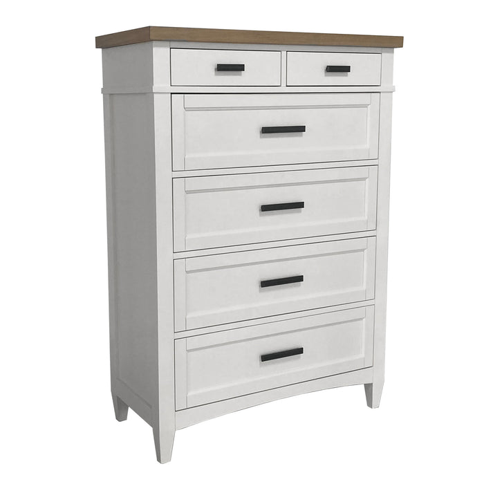 Parker House Americana Modern Bedroom Queen Platform Bed 2 Nightstands Dresser with Mirror and Chest