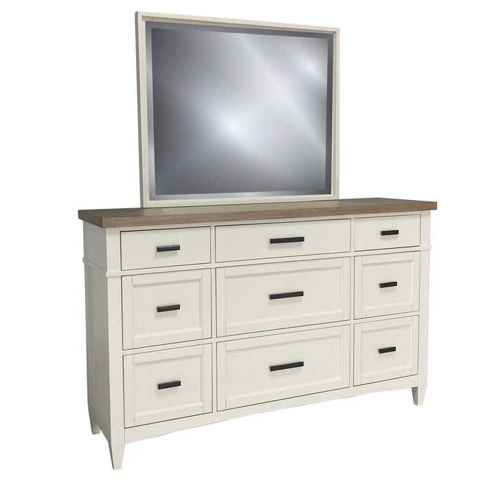 Parker House Americana Modern Bedroom King Shelter Bed with 2 Nightstands and Dresser with Mirror