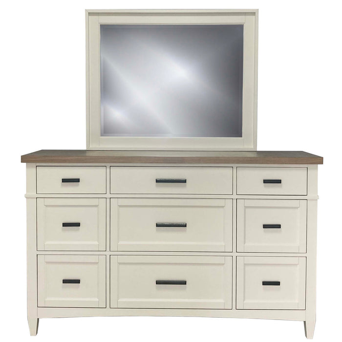 Parker House Americana Modern Bedroom Queen Shelter Bed 2 Nightstands and Dresser with Mirror