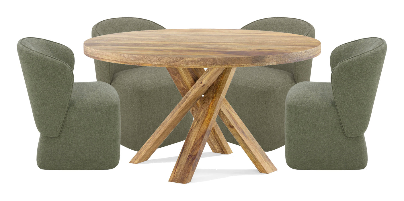 Parker House Crossings - Downtown Dining 60 Inch Round Dining Table With 4 Upholstered Chairs