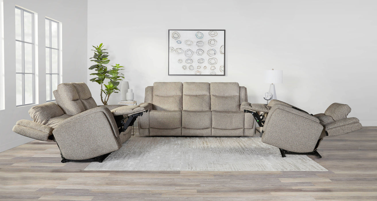 Parker Living Penfield - Frappe Zero Gravity Power Reclining Console Loveseat with Heat Massage and Speaker P3