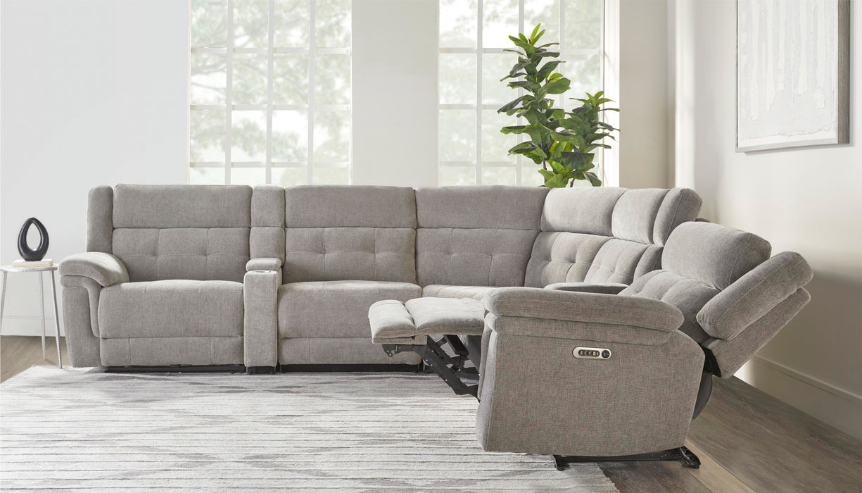 Parker Living Richland - Bristol Grey 7 Piece Modular Power Reclining Sectional with Power Adjustable Headrests